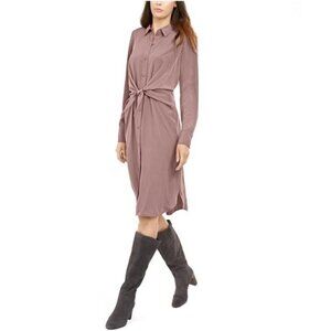 Alfani Tie Front Shirt Dress Sz 18 Pink 311
